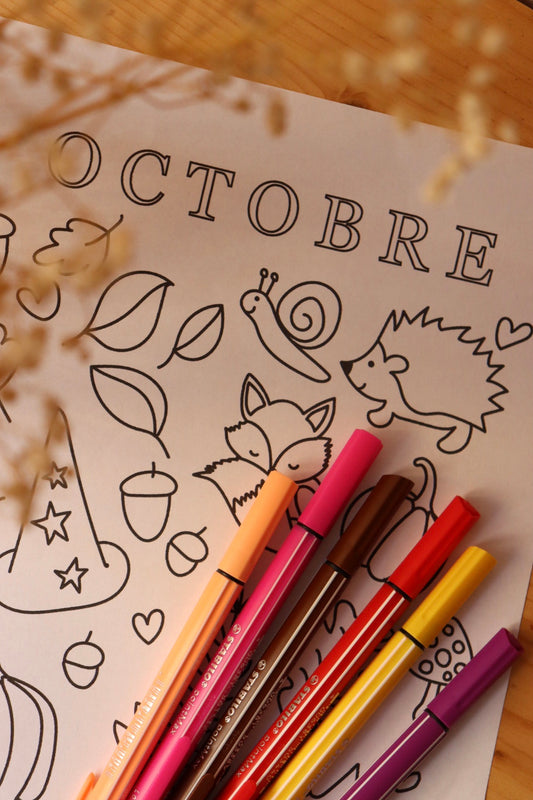 Coloriage : moodboard d'octobre 🍁